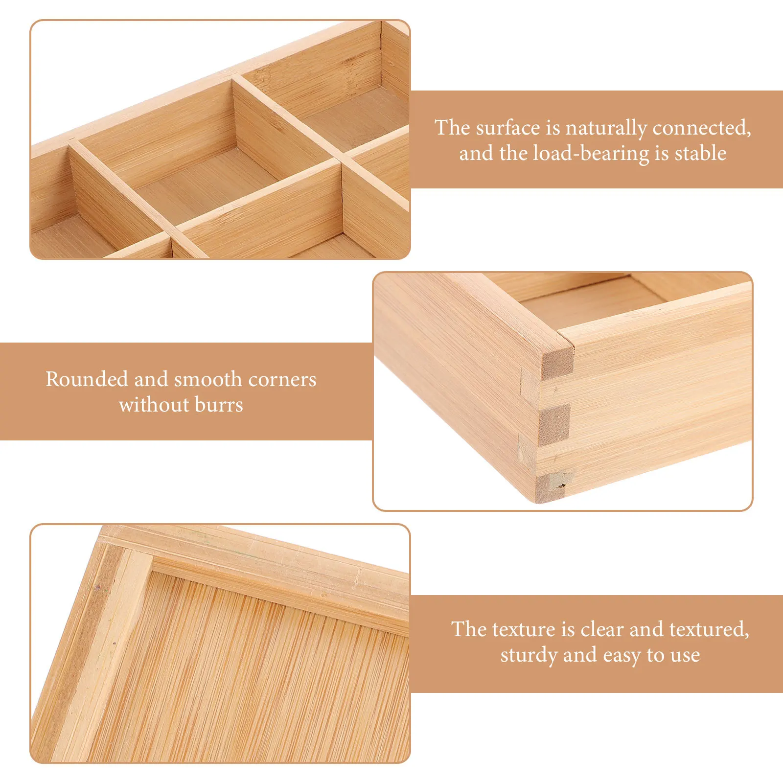 

Bamboo Food Basket Partitioned Tray Multi-Section Serving Container Large Capacity Fruit Vegetable Snack Plate