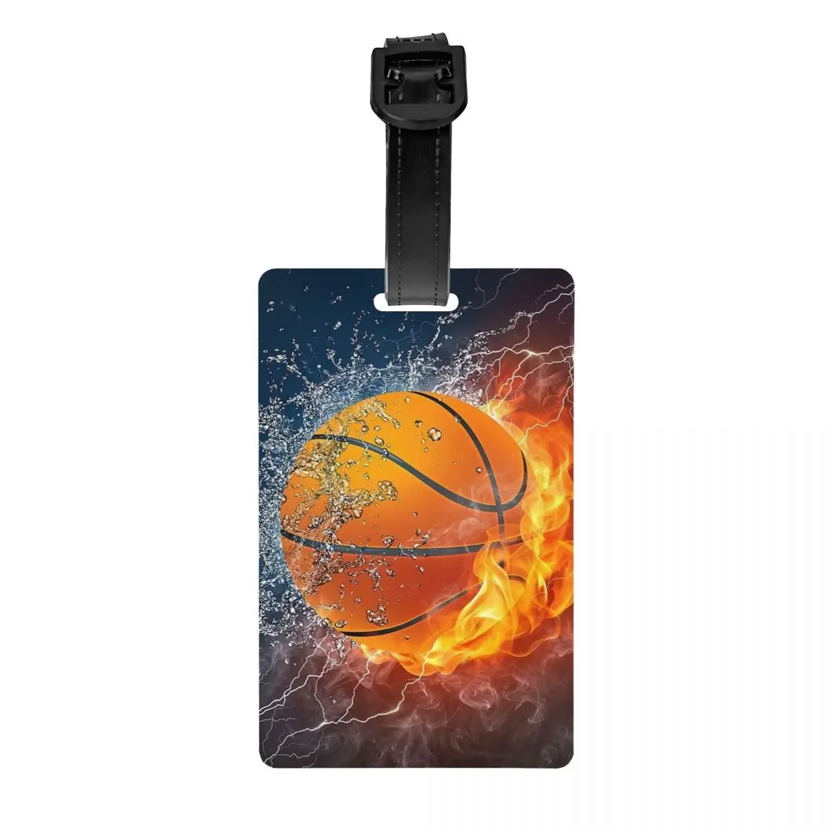 Custom Basketball Ice And Fire Luggage Tag With Name Card Sport Player Privacy Cover ID Label for Travel Bag Suitcase