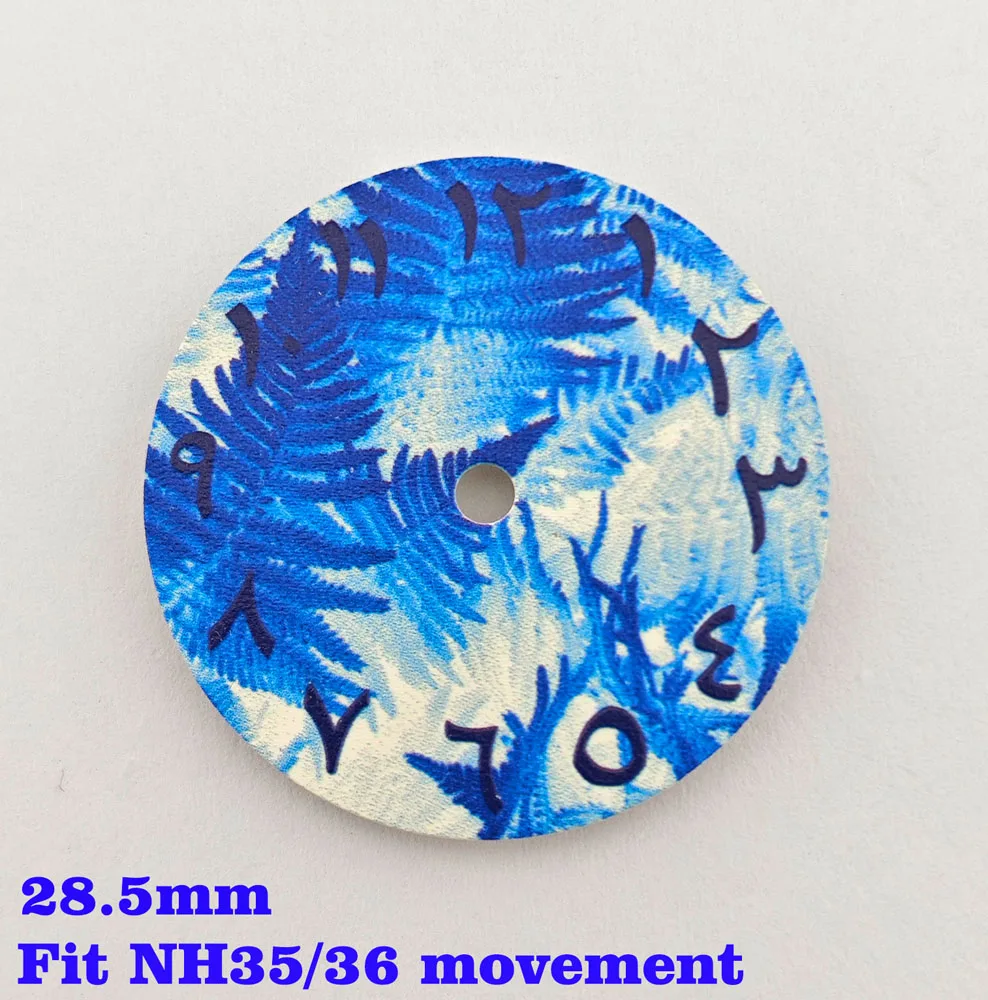 28.5mm 다이얼 NH35 다이얼 NH36 다이얼 블루 앤 화이트 도자기 시리즈 고품질 다이얼 NH35/36 무브먼트 시계 액세서리에 적합