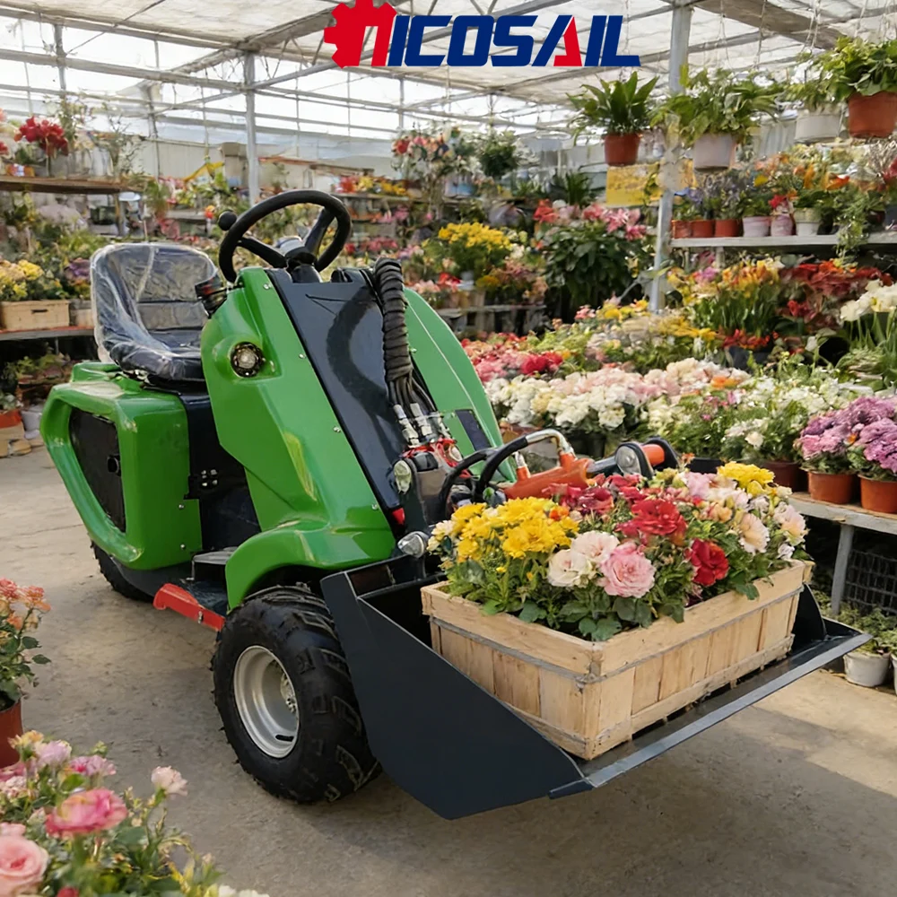 

Nicosail Small 3-Wheel Skid Steer Loader for Farm Garden Orchard Maintenance Trench Backfilling Stable Work