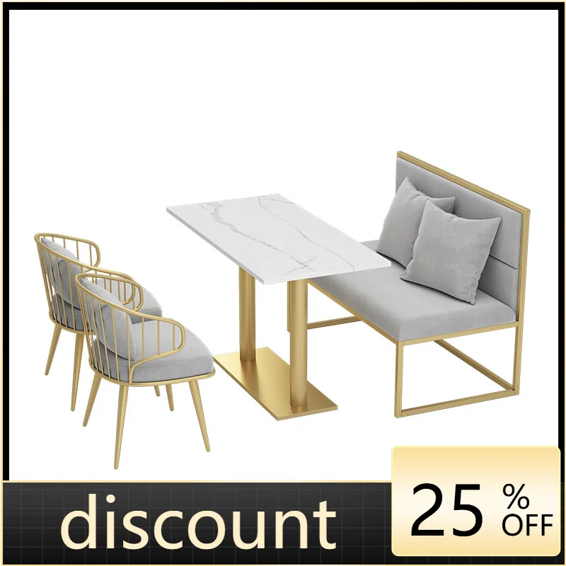 

LMM simple wall card seat sofa restaurant wrought iron milk tea shop table and chair combination