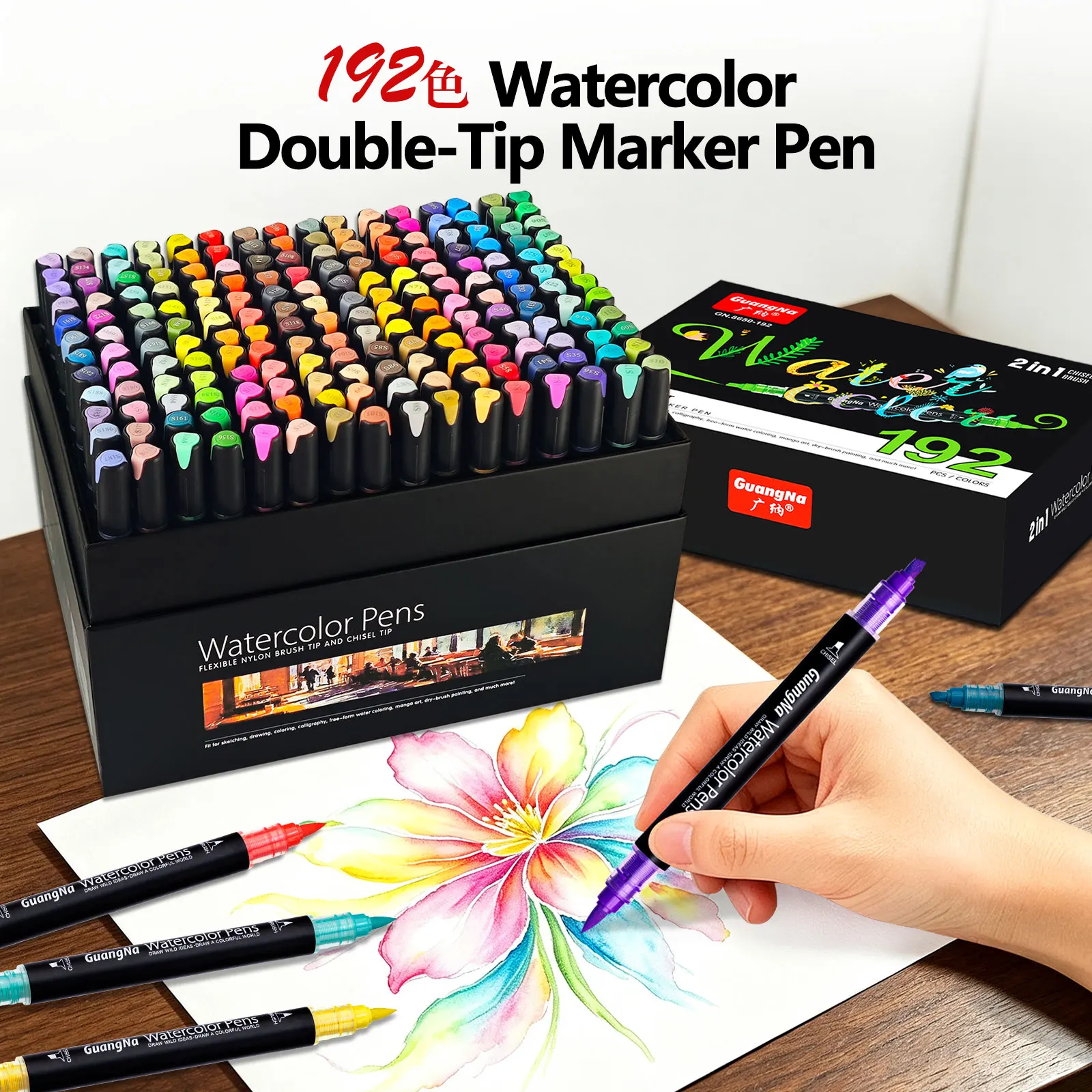 1 Piece of Dual-Tip Liquid Ink Marker Pen, Available in 96/192 Colors, Suitable for Drawing, Graffiti, Model Making, Diy, Anime, and Art Students, Non-Bleed Colored Drawing Pen, Stationery Supplies