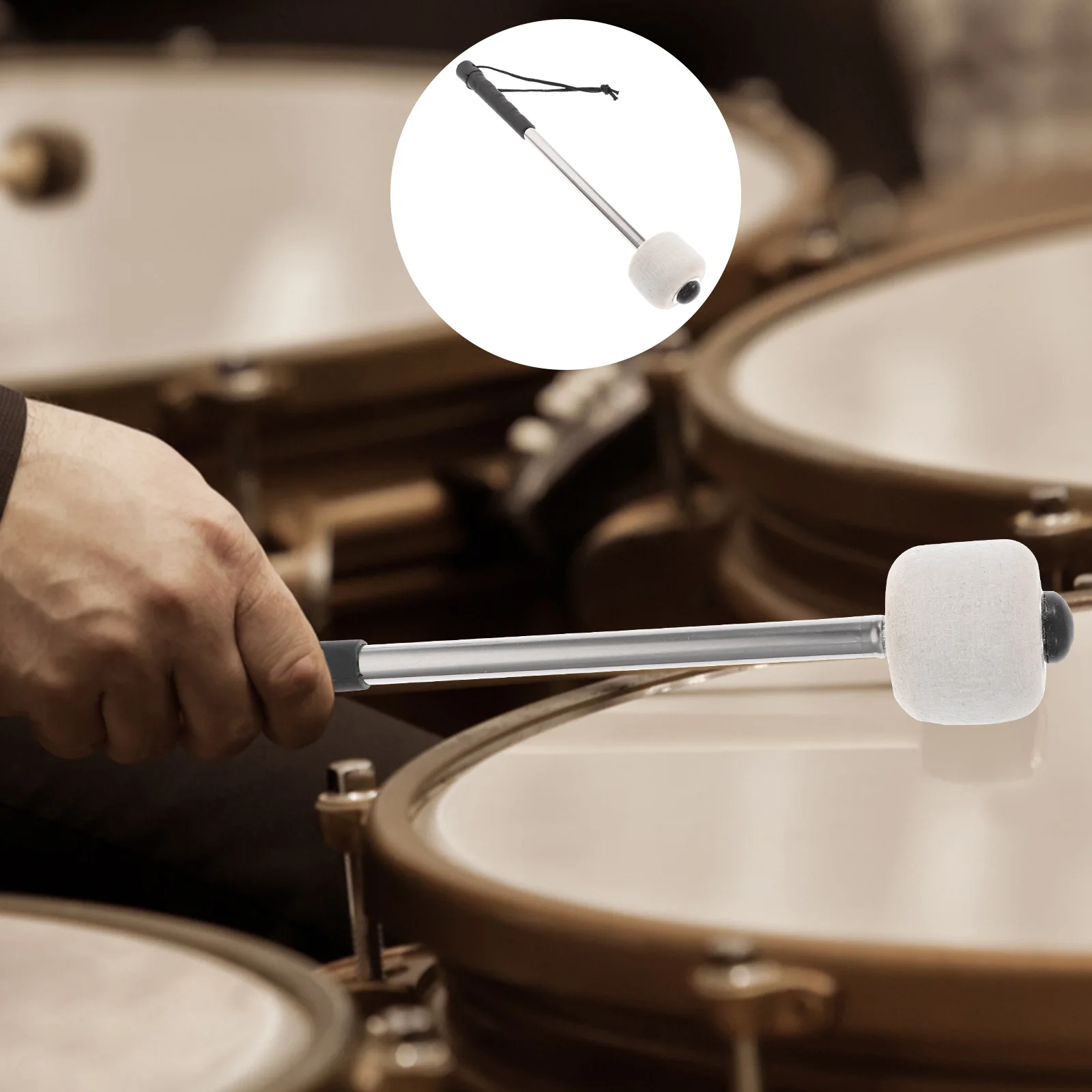 

Wool Felt Drum Beater Durable Bass Drum Accessory Stainless Steel Handle Music Instrument Percussion Child Part