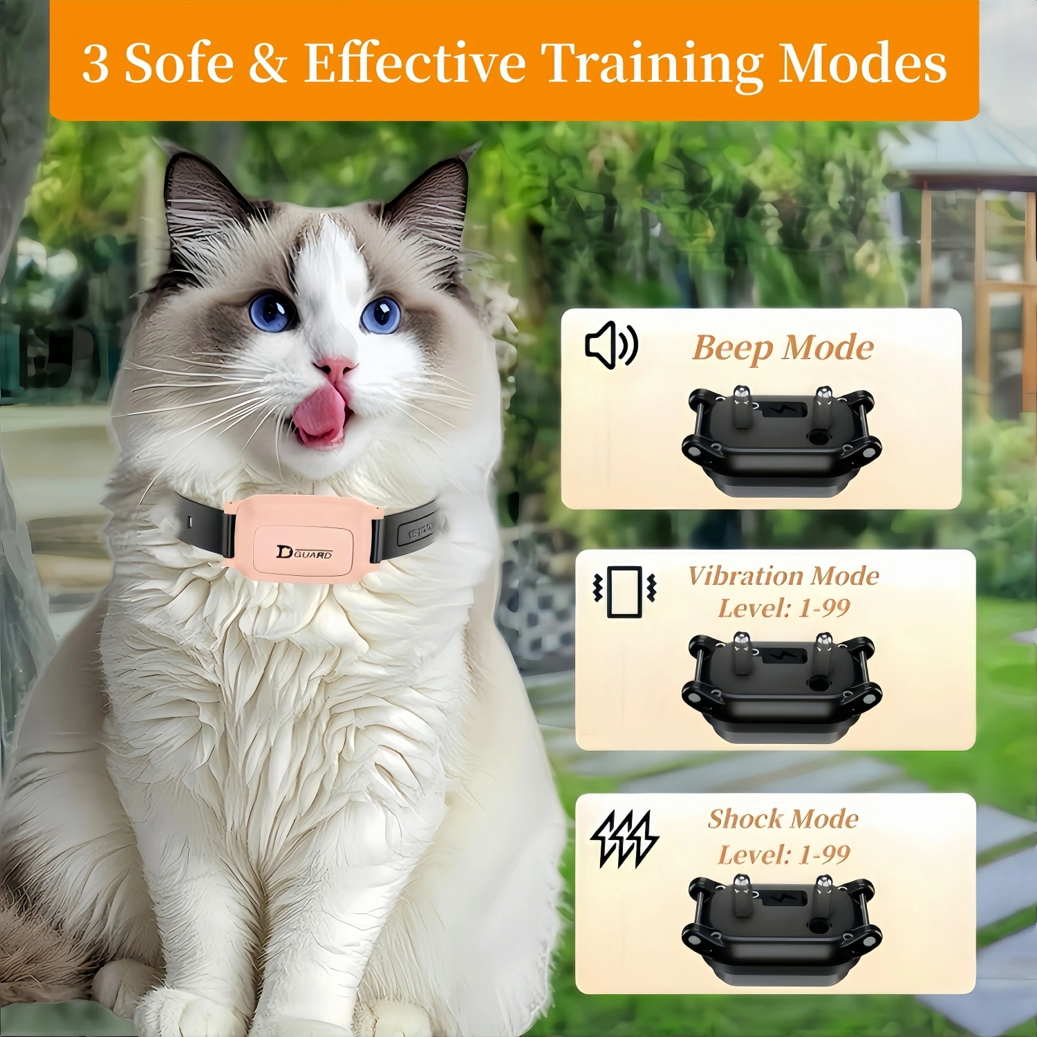 YHLC 1100m Cat Shock Collar,Cat Training Collar with Remote,Cat Stop Meowing Collar, Remote Control/Automatic Anti-Meow for Cats