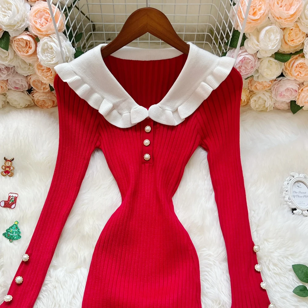 YuooMuoo 유럽 패션 인어 파티 드레스 2026 가을 겨울 긴 소매 슬림 탄성 바디콘 니트 롱 드레스 여성 의류