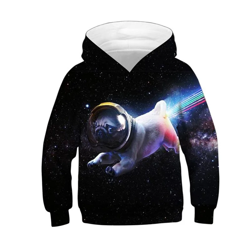Sudadera con capucha para niños y niñas, ropa con estampado 3D de arcoíris, astronautas, Sharpei, Pug, perro, Galaxia espacial, 2024
