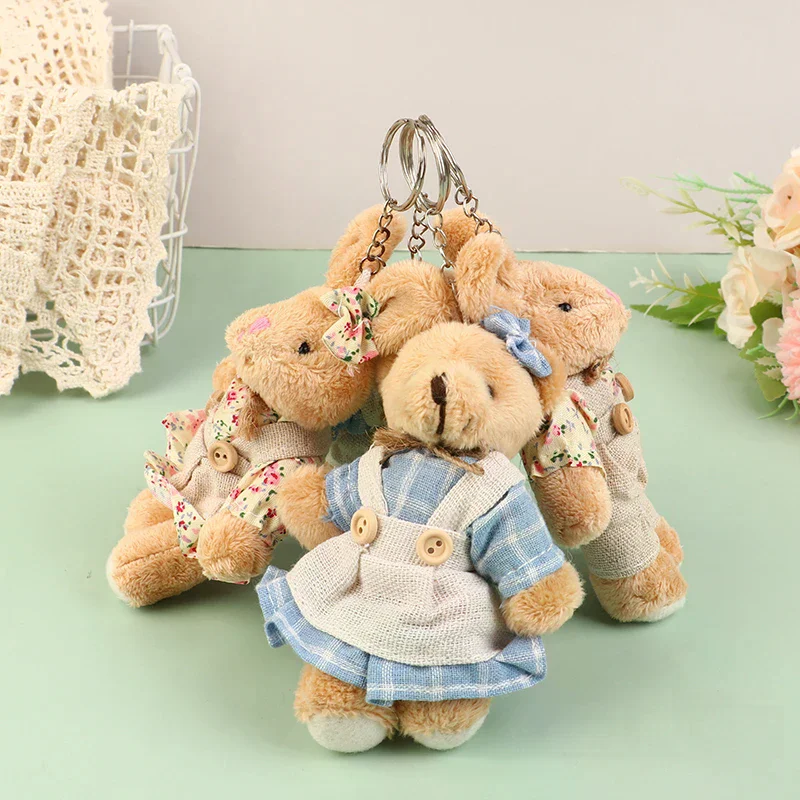 Entzückende Teddybär-Kleidung, Plüschtier, Hasen-Charm, weich gefüllter Schlüsselanhänger, Puppenrucksack, Auto, Tasche, Schlüsselanhänger, Kindergeschenk