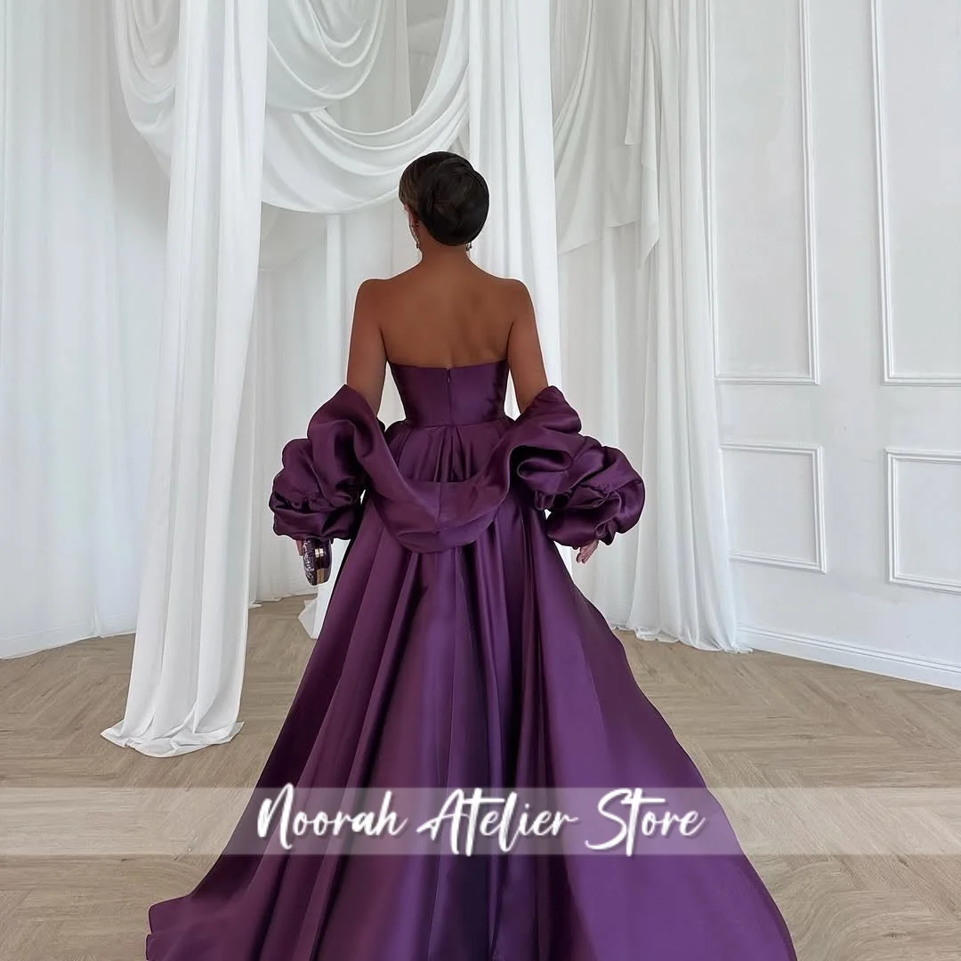 New Luxury Purple Evening Dresses With Long Sleeves For Women Strapless Corset Aline Party Gown Robes De Soiree Customized