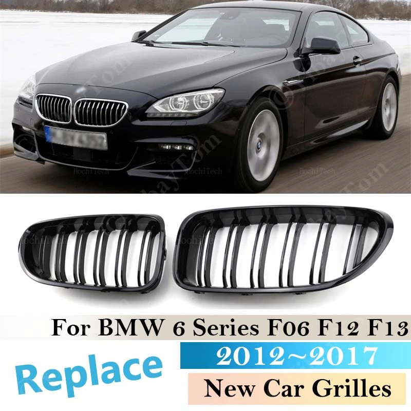 

Black Front Kidney Grilles For BMW 6 Series F06 F12 F13 2012~ 2017 Car Accessories Dual Slat Grille Multi Color High Quality ABS