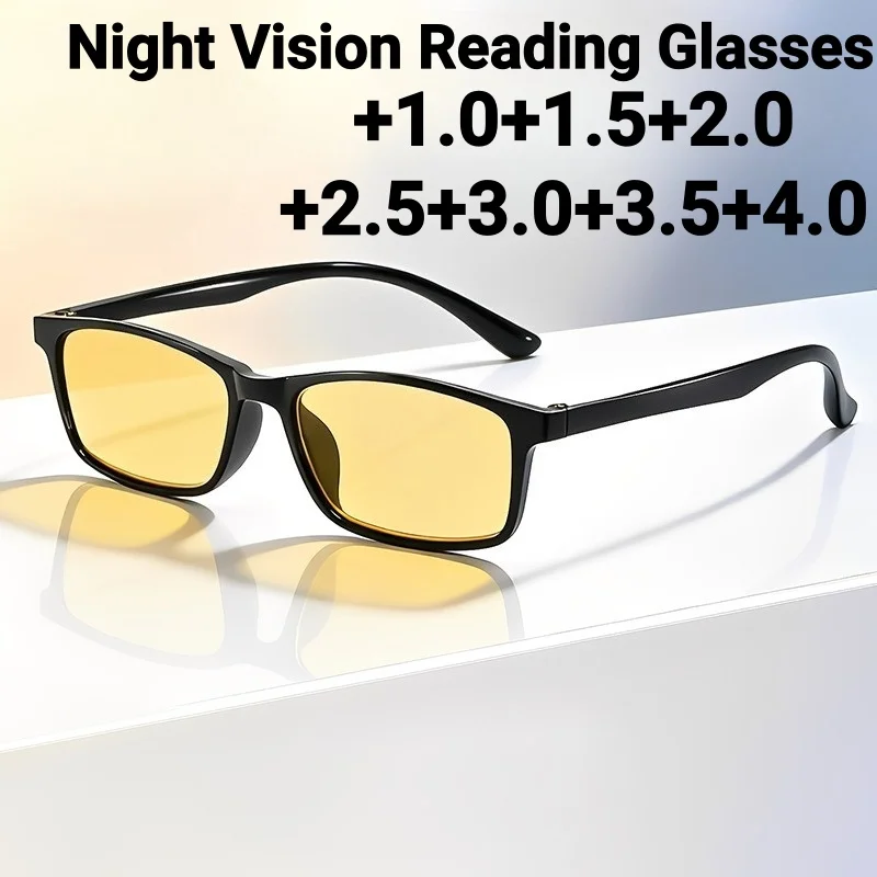 New High-Definition Enhanced Night Vision Reading Glasses with Anti Blue Light and Ultra Light TR90 Frame Presbyopia Glasses Men