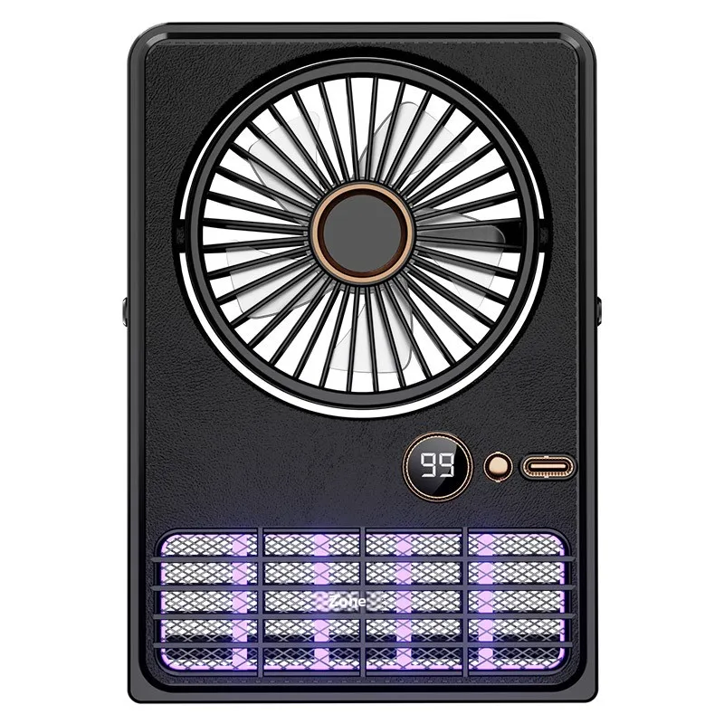 مصباح مروحة 2 في 1 قابل لإعادة الشحن مع ضوء - مروحة محمولة للتخييم والمكتب المنزلي، قابلة للتركيب على الحائط، شاشة LED للبطارية