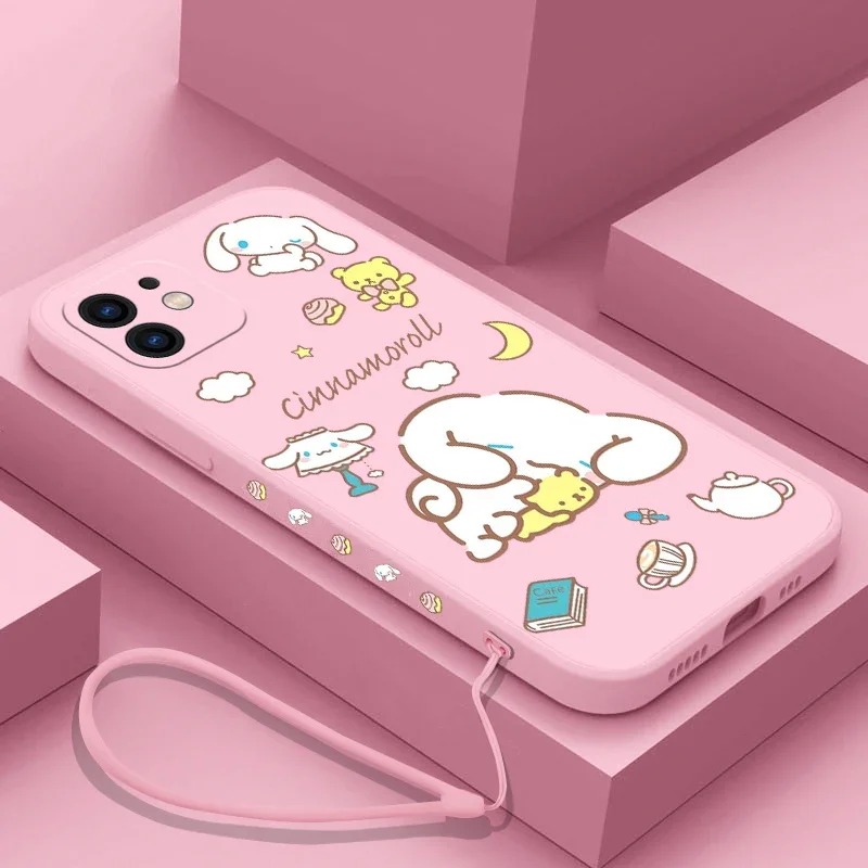 Custodia per cordino Sanrio Cinnamoroll per Samsung A81 A53 A50 A12 A22S A52 A52S A51 A72 A71 A32 A22 A20 A30 A21S A12 A02S A11 4G 5G