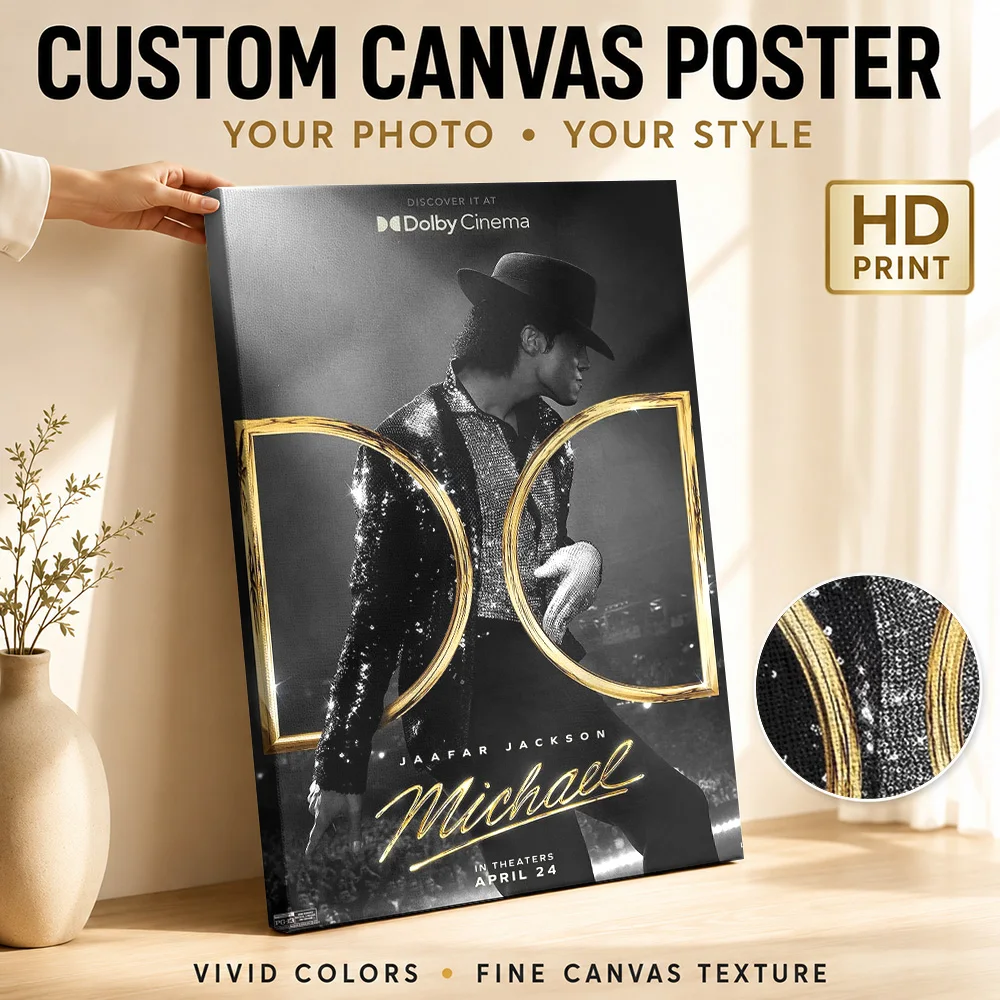 Michael Jackson Biopic Canvas Painting Poster Custom Retro Music Canvas Wall Art for Bedroom Decor Ready to Hang Gift for Fans