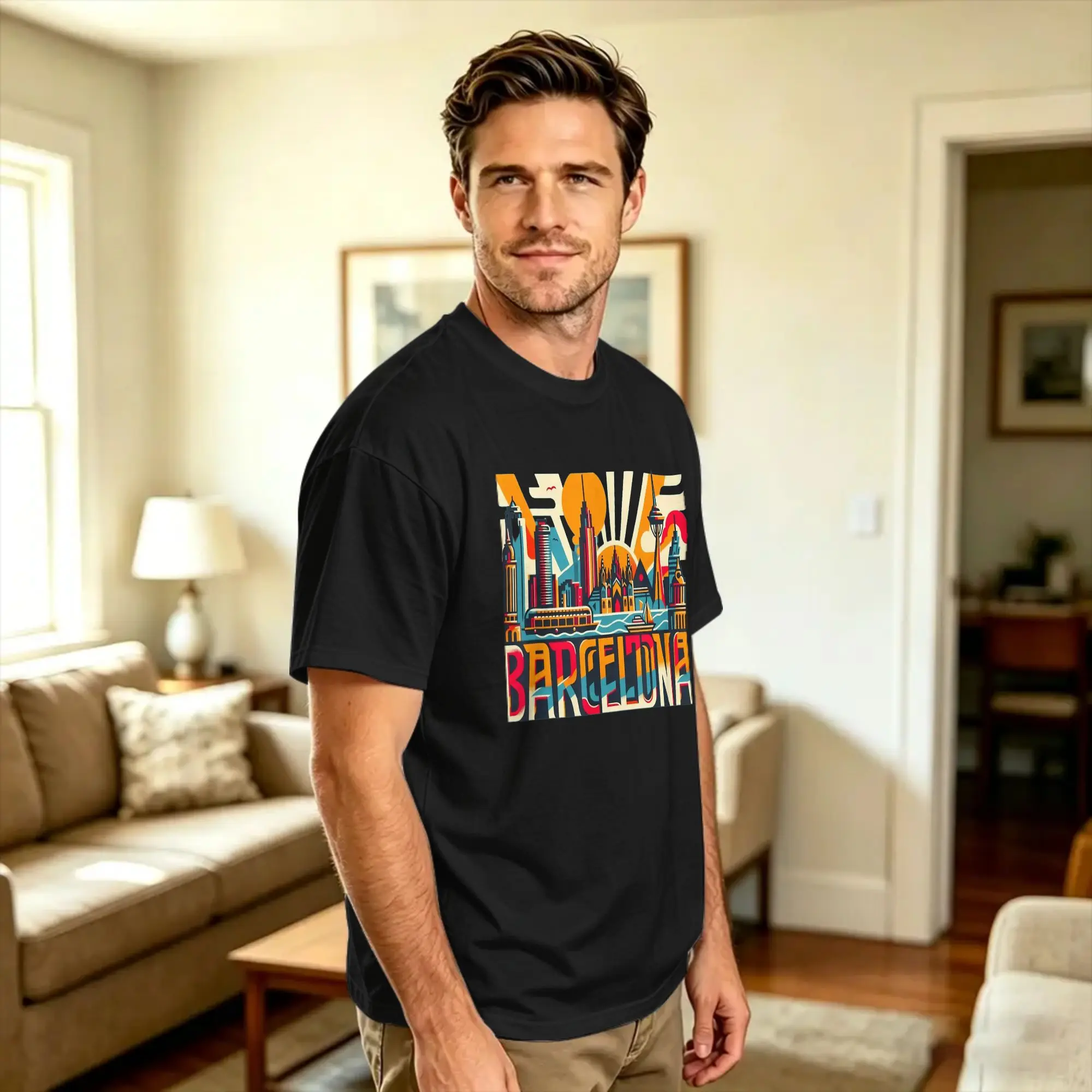 Barcelona Espana Barcelona Spain  T Shirt Men's  Y2K Basic T Shirts Summer Comfortable Harajuku Tee Shirt Wholesale Clothes