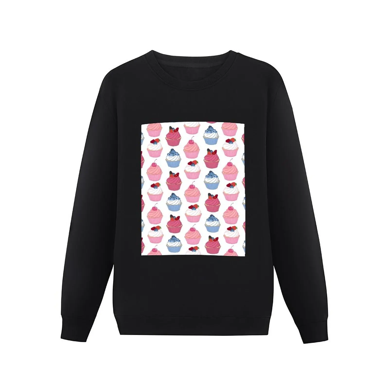 Cupcake flavoured pattern Cherry, Strawberry, Blueberry and Raspberry Fancy Cupcakes Pullover Hoodie