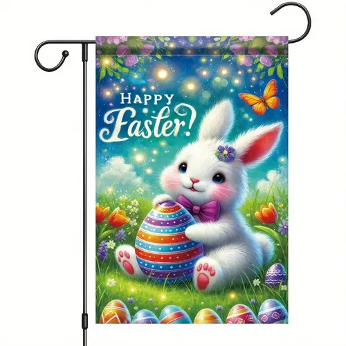 Starlit Patio Happy Easter Garden Flag 12x18 Inch Double Sided Rabbit Bunny YYZ
