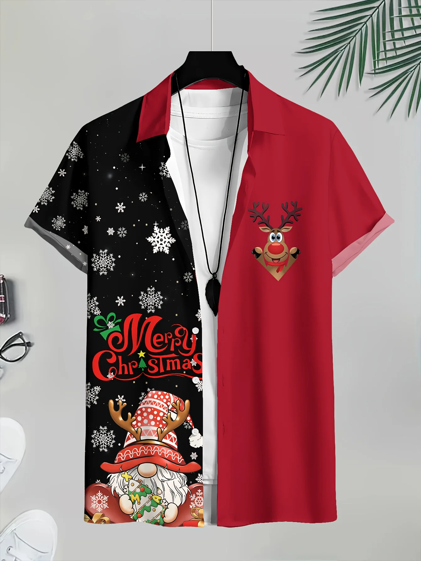 

Рубашка «Рождественский наряд 2025» — мужская рубашка с принтом «Рождественский элемент»