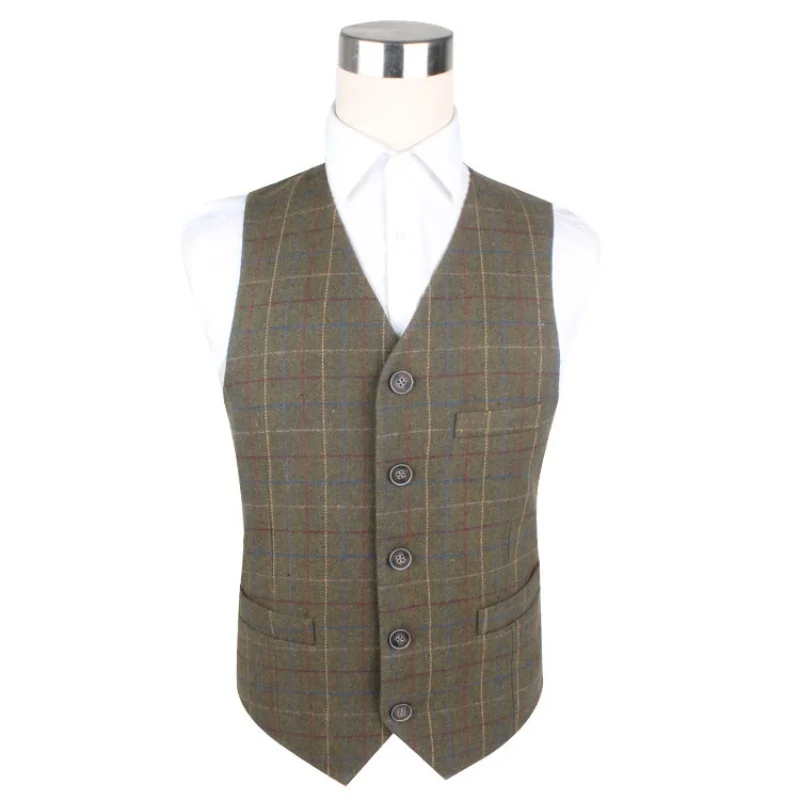 

1139Manufacturer solid color polyester loose vest men's suit polyester simple business banquet vest