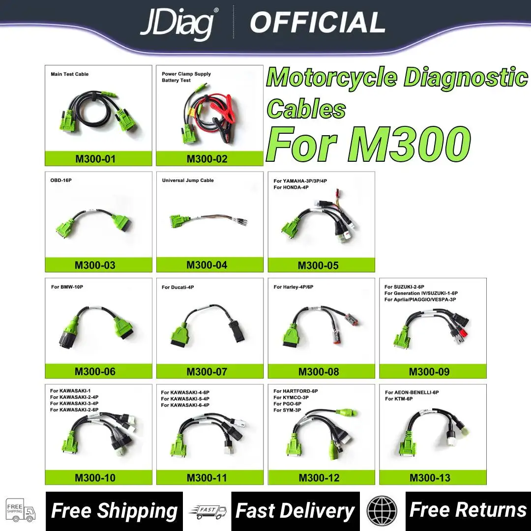 Newest OBD2 Scanner Adapter for JDiag M300 Motorcycle Diagnostic Cables For BMW KAWASAKI YAMAHA HONDA SUZUKI DUCATI KTM