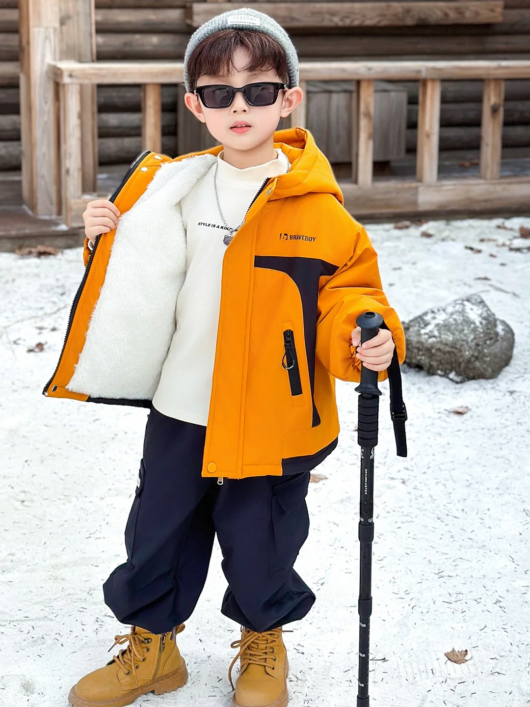 

Мужская зимняя парка для мальчиков с капюшоном, утепленная флисом, желтая, модная, молодежная, теплая, с длинными рукавами, на молнии