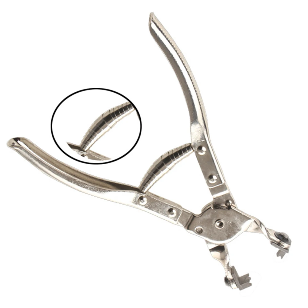 

Automotive Hose Clamp Pliers With Swivel-Actuated Jaws And Locking Tool For Removing And Installing Ring-Shaped Flat Hose Clamps