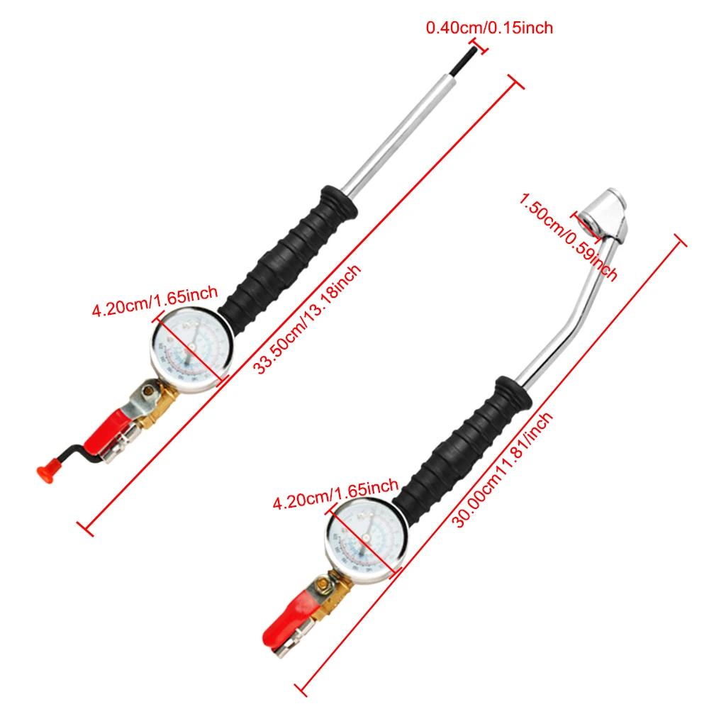 Universal Tire Inflator Rod Car Tire Manometro Tire Repair Tools 0-15Bar/220Psi For Car Truck Vehicles With Tire Pressure Gauge