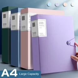 A4 Thickened Folder 100 Pages Information Book Large Capacity Diy File Folder Multifunctional Document Organizer Desktop Storage