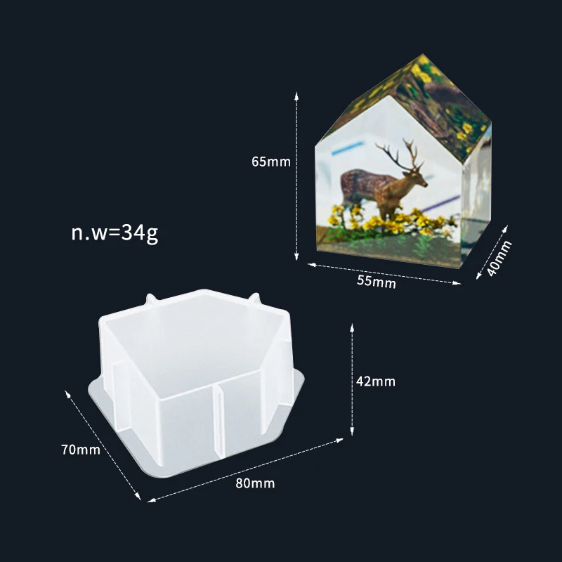 Geometry House Shaped Epoxy Resin Mold Jewelry Insect Plant Specimen Making Micro Landscape Decor House Specimen Silicone Mold