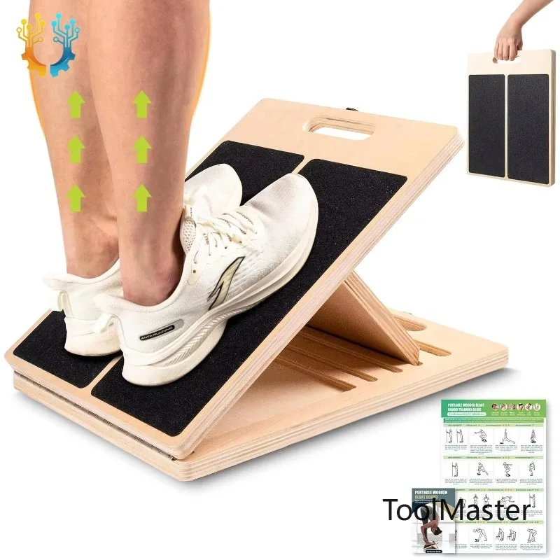

【2026】Slant Board For Calf Stretching, Adjustable Portable Wooden Incline Board For Calf Stretcher With Training Poster, 300 Lbs