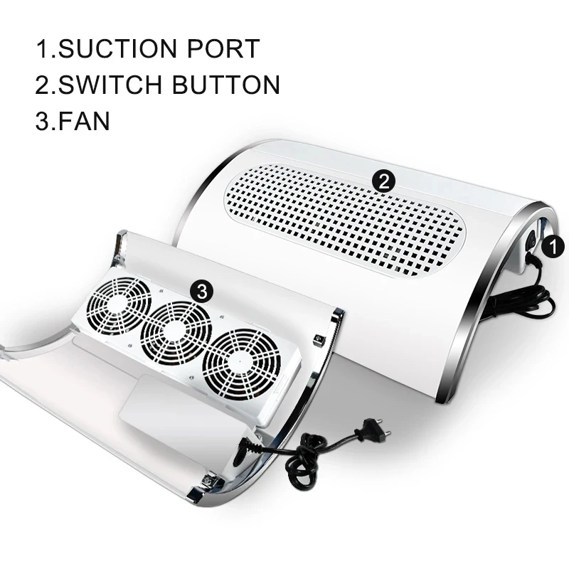 Nail Dust Collector Fan Manicure Machine Tools Strong Power Nail Vacuum Cleaner With Remove Filter Extractor Fan For Salon Tools