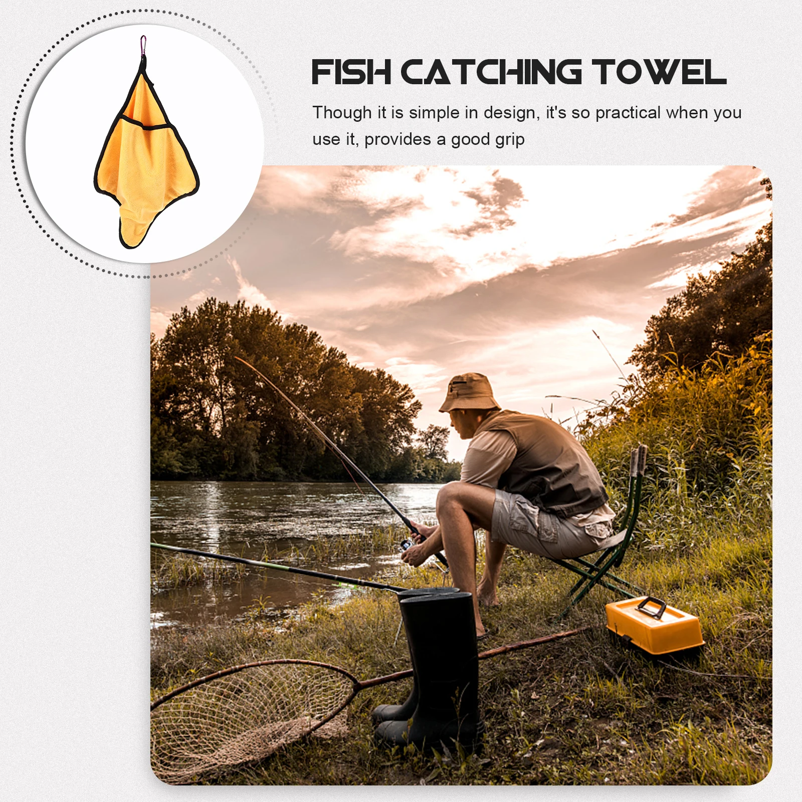 

2Pcs Non Slip Fishing Towel Skidproof Anti Fishbone Water Absorbent Outdoor Fishing Accessory Fish Gripper Fish Grabber Tool