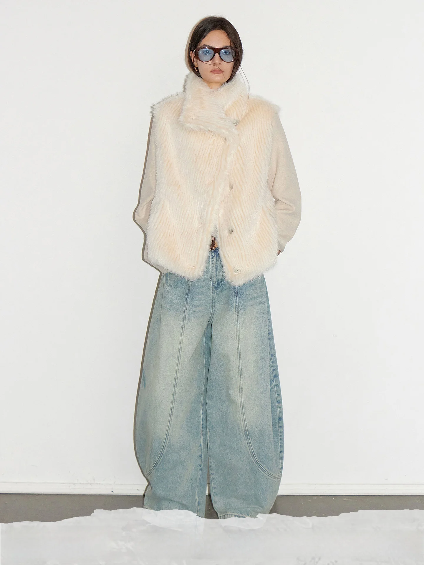 

Ele Women's Fur Jaet TearOcean Vertical Texture oulder Lengthened Waist Cinched Winter Coat Long Sve Commute Sle