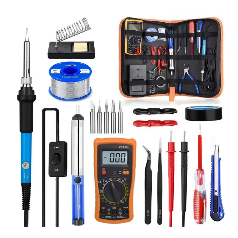 

60W temperature control kit multimeter electric soldering iron set 110V 220V switch soldering iron combination kit