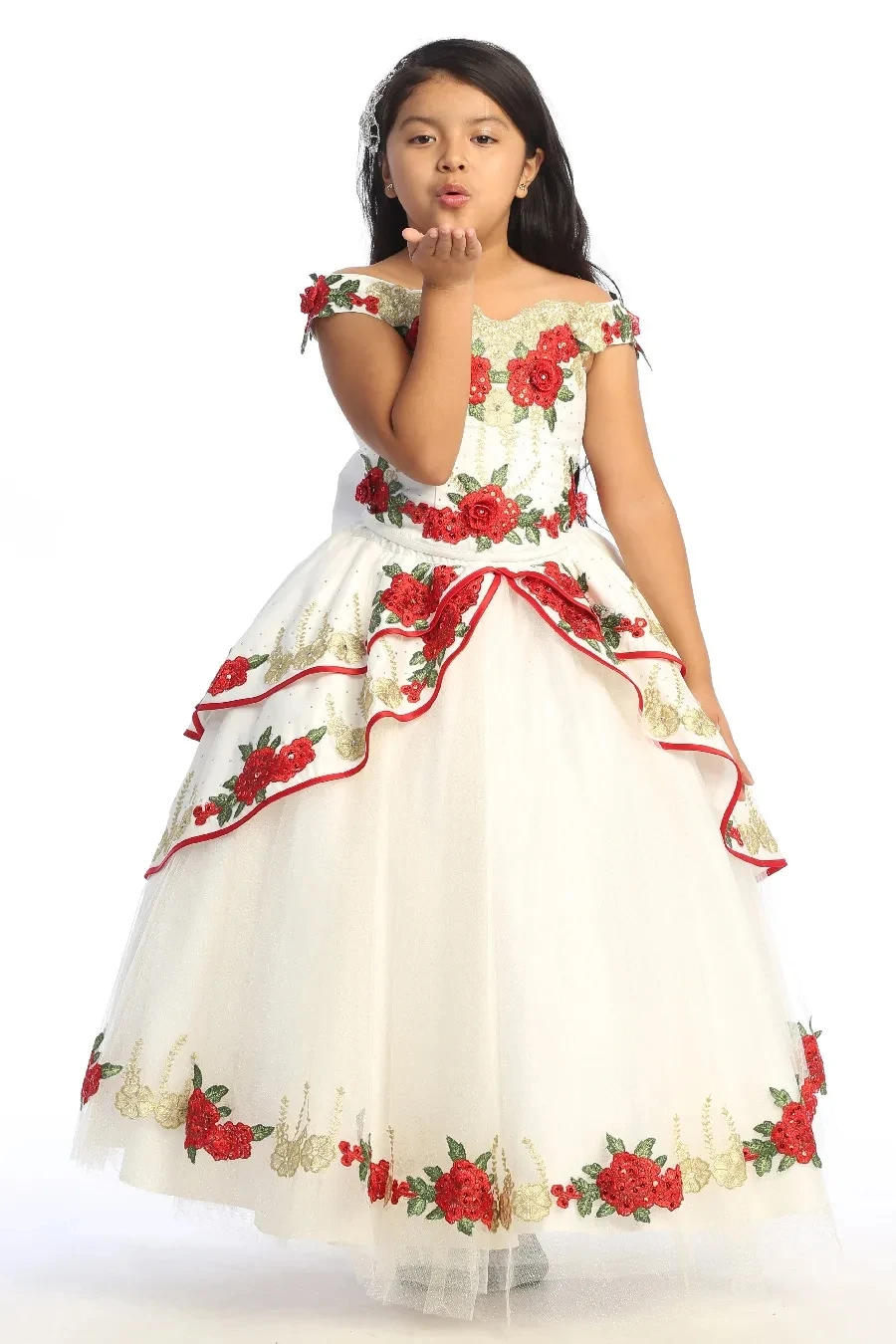 Mini vestidos de quinceañera con hombros descubiertos, apliques de flores, vestidos de niña para bodas, vestidos de desfile mexicano, vestidos de bebé