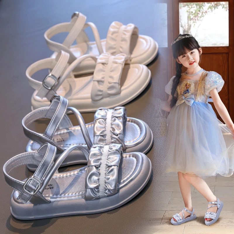 

Сандалии для девочек, новинка 2023 года, летняя модная детская обувь в римском стиле, нескользящие сандалии для девочек на мягкой подошве для маленькой принцессы, размеры 26–37 ярдов
