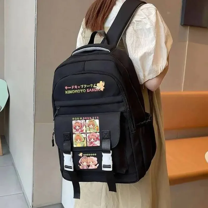 

Дышащая сетка, черный, белый, розовый, синий, Card Captor Kadokyaputa Sakura, школьные сумки для подростков, рюкзаки для девочек и мальчиков, аниме-игра