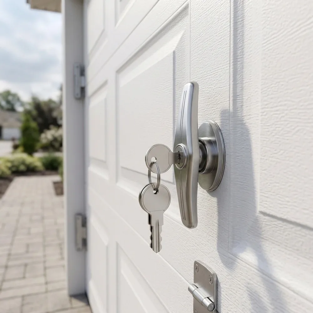 T-Handle Lock for Garage Doors Made from High-Density Zinc Alloy with Hardened Carbon Steel Components for Structural Integrity