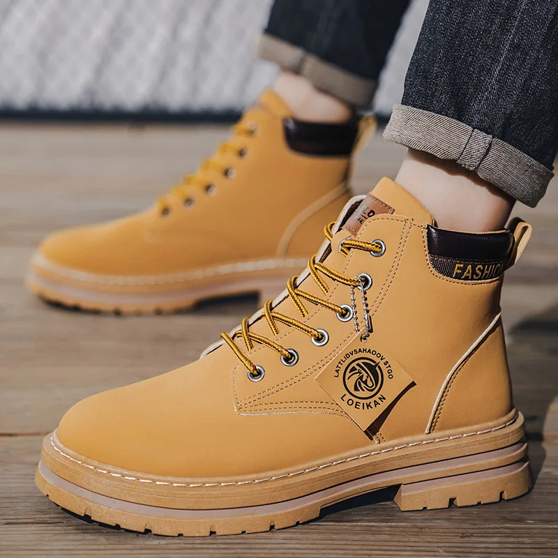 Winter Men Boots Leather Snow Boots Man Plush Warm Causal Shoe Men Boots Male Sneakers Spring Ankle Boots