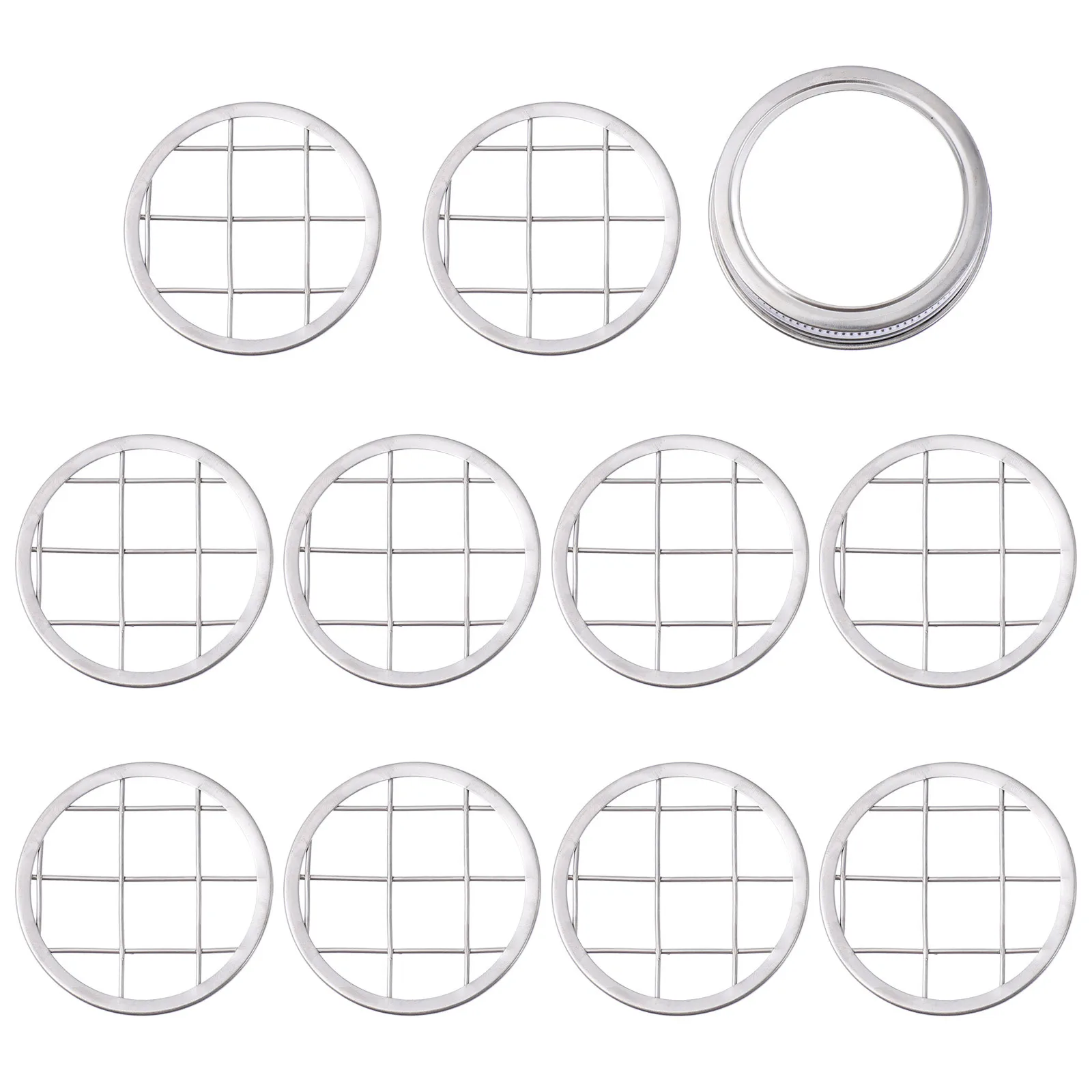 

11Pcs Mason Flower Jar Lids Stainless Steel Replacement Caps Leak Proof Airtight Canning Jar Covers Stainless Steel Lids