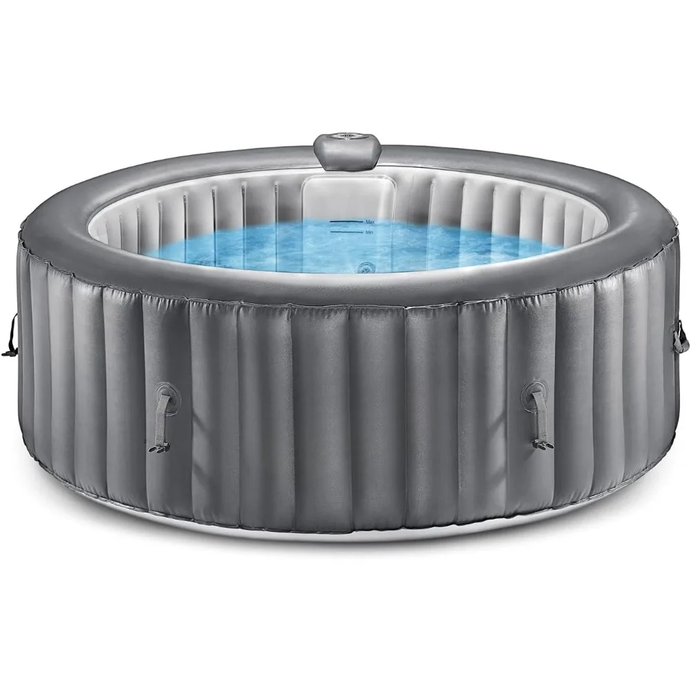 Outdoor Portable Hot Tub, 73'' x 73'' x 25'' 6-Person Square Inflatable Heated Pool Spa with 130 Bubble Jets, Filter Pump, Cover