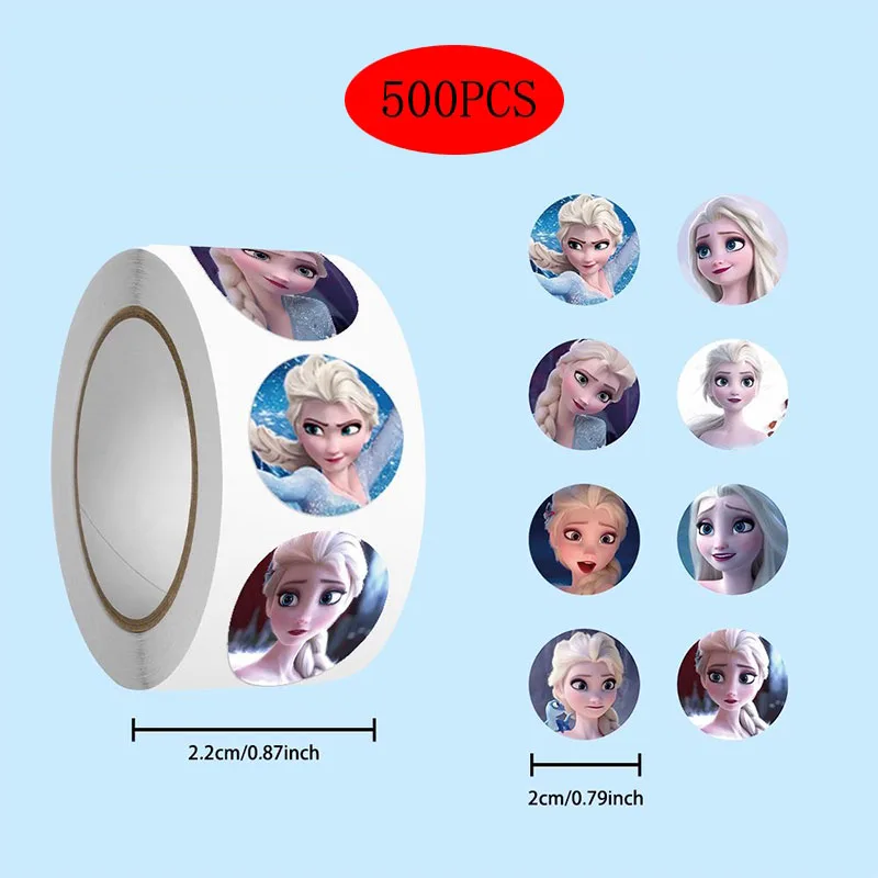 Autocollants Disney Elsa, 500 pièces, stickers Kawaii, dessin animé, image de princesse, enveloppe de récompense pour enfants, décoration de bancs, DIY bricolage