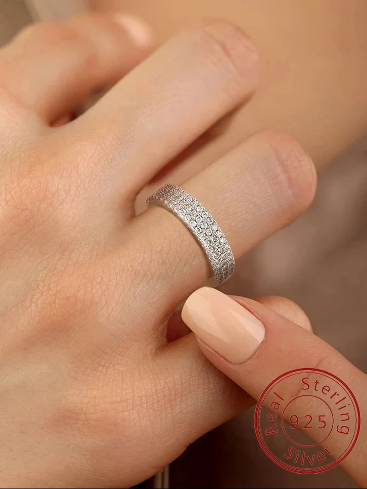 Eternity Female ring 925 Sterling silver Micro Pave AAAAA Zircon cz Wedding Band Rings for women Bridal Party Fine Jewelry Gift