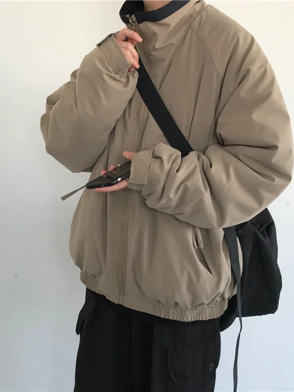 

Мужское зимнее теплое хлопковое джето в американском стиле ретро с воротником-стойкой, модное брендовое студенческое модное пальто