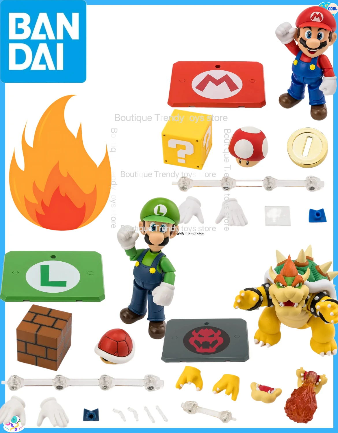 

In stock Bandai S.H.Figuarts SUPER MARIO Playset Mario Playset Luigi Bowser Yoshi Latest Version Toy Figures Genuine Toy Gift