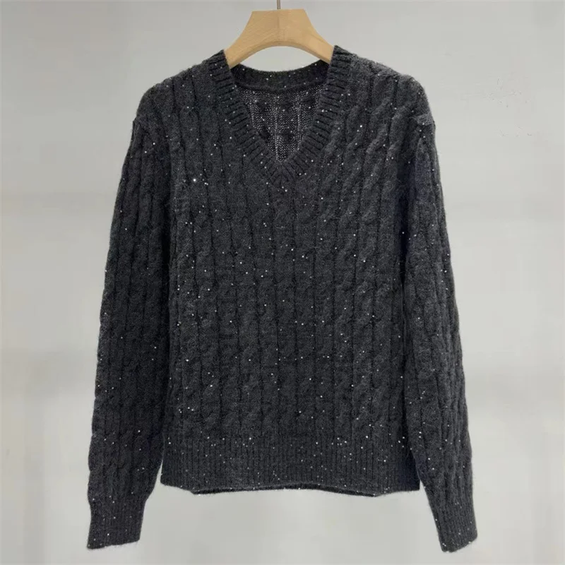 

Женский свитер, новый эластичный вязаный облегающий топ с длинными рукавами на осень 2021, шерстяной пуловер с круглым вырезом y2k, женский джемпер