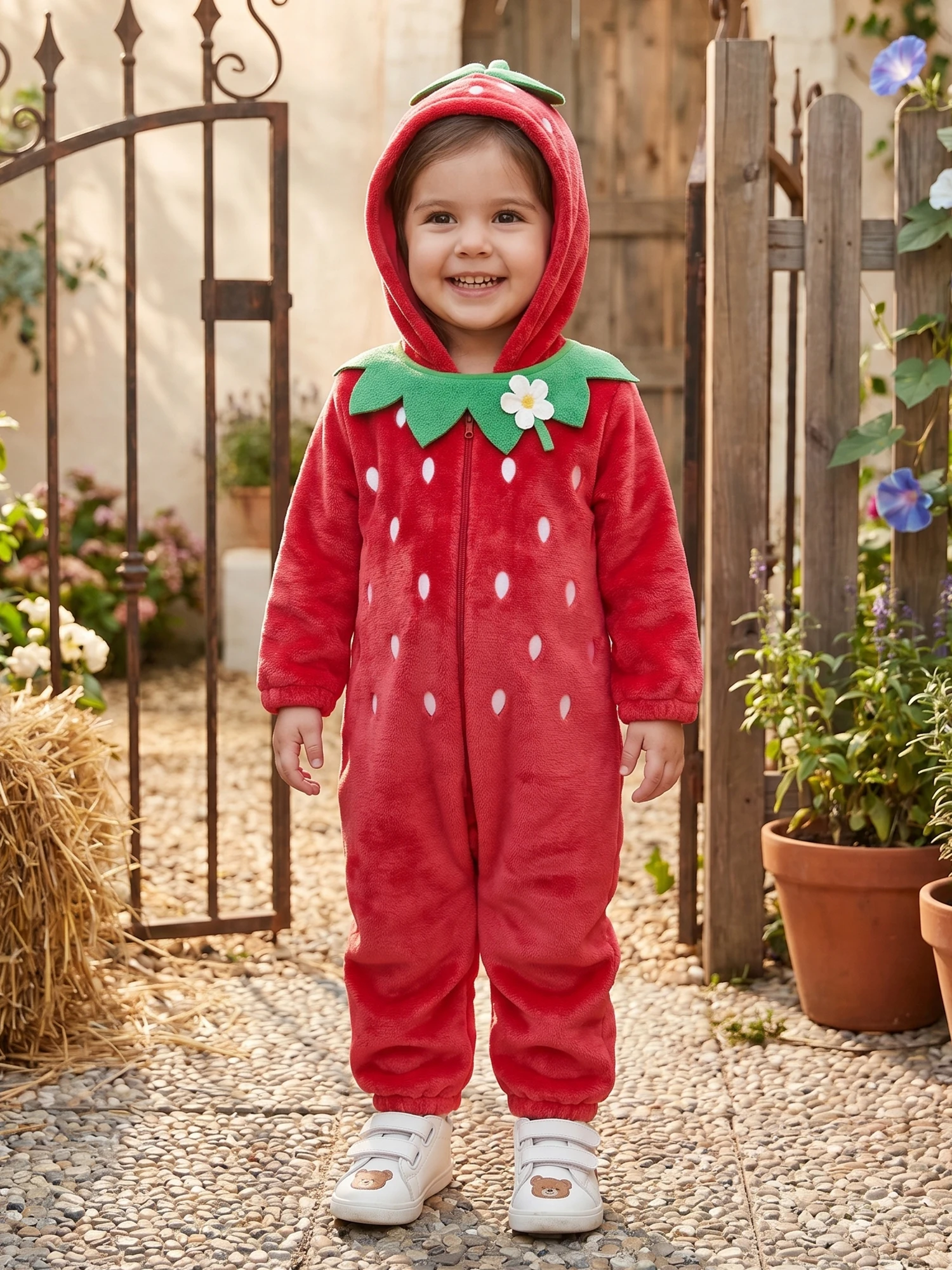 Long-Sleeve-Hooded Zipper Hooded Fleece Fleece Hooded-Fleece-Zipper Front Romper Toddler Boy Girl Girl Costume