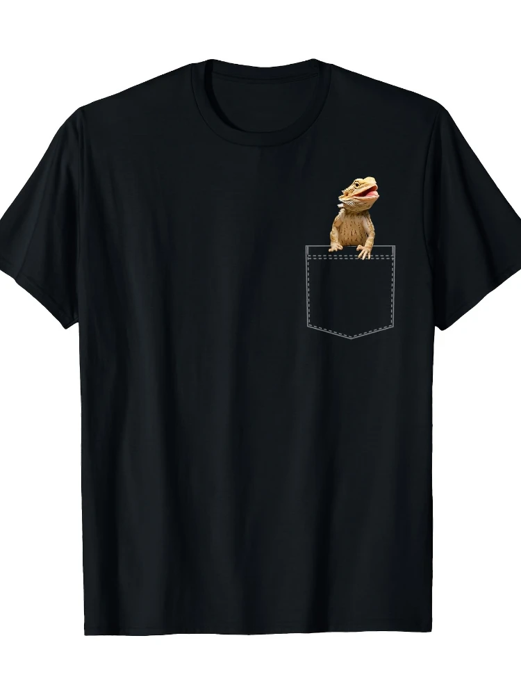 

Bearded Dragon shirt Bearded Dragon Pocket pattern design-100% cotton summer O-neck short sleeve casual printed men's T-shirt.