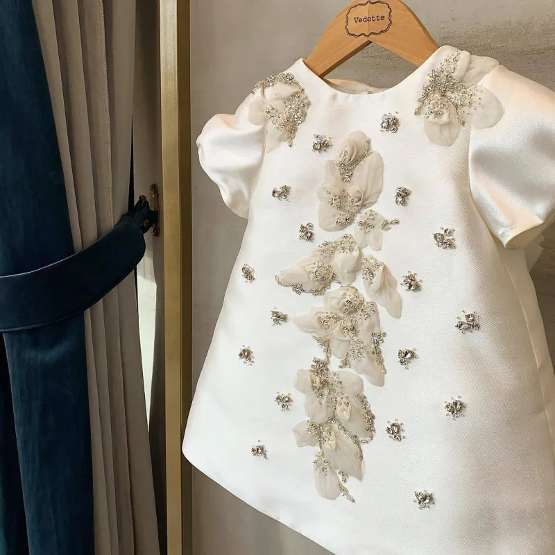 One Year Old Celebration Dress Children's Birthday Zhuazhou Dress Flower Girl Catwalk Evening Dress Little Girl Wedding Host Cos