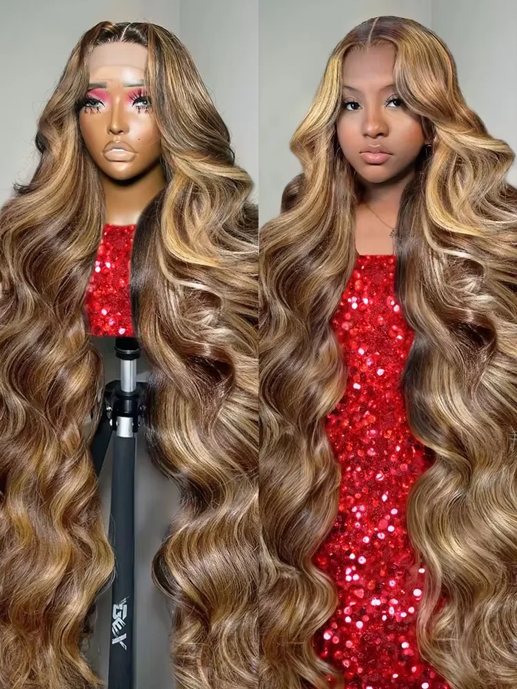 

220 Density P4/27 Honey Blonde Body Wave Wig 36 Inch Human Hair HD Lace Frontal Wig 13x6 13x4 Highlight Body Wave Wig Human Hair