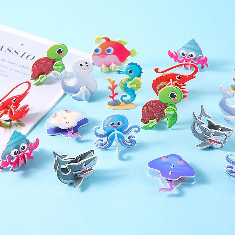 20pcs Cartoon Ocean Animals 3D Foam Puzzle Educational Toys Kids Birthday Party Favors Children\'s Prizes Gifts Goodie Bag Filler